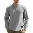 thumbnail image 2 of pstuiky camisetas de manga larga para hombre, Sudadera informal holgada de cuello alto con media cremallera y manga larga para hombre top de hombre m, 2 of 8