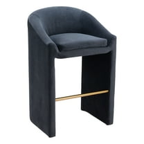 Emas Barstool Midnight Gray Barstool, Modern Style, Soft and smooth velvet fabric, Plywood, Indoor Bar