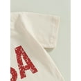 thumbnail image 6 of Bagilaanoe 0-3T Baby Girl 4th of July Outfits Infant Independence Day Short Sleeve Letter Print Tees Tops Ripped Denim Shorts Summer Clothes Set, 6 of 8
