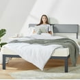 thumbnail image 6 of Mellow KERA Metal & Wood Platform Bed Frame with Upholstered Angled Headboard, King, Black, 6 of 11