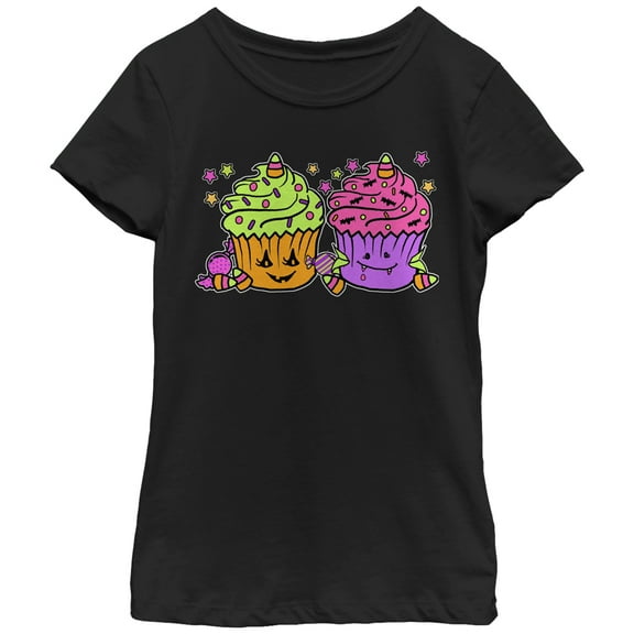 Girl's Lost Gods Halloween Cupcakes Graphic Tee Black Medium
