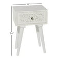 thumbnail image 3 of DecMode 16" x 24" White Mango Wood Intricately Carved Single Drawer Scroll Accent Table, 1-Piece, 3 of 11