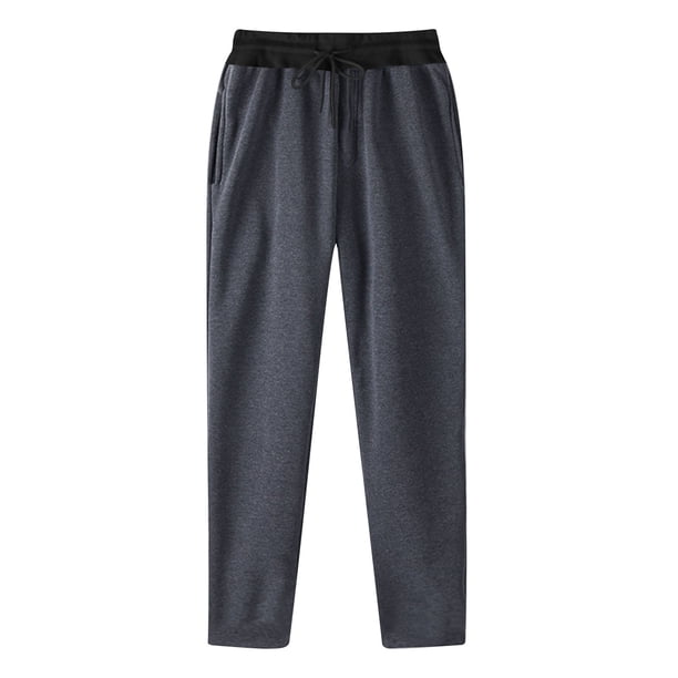 Pantalones largos de moda para hombre con cordón, cintura elástica, color sólido, pantalones casuales largos de chándal, pantalones para hombre