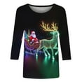 thumbnail image 5 of ‌FDGIU Funny Christmas Shirts for Women - Cute Xmas Tree Print 3/4 Sleeve Blouses, Holiday Tops with Crew Neck, Funny Christmas Tops, 5 of 6