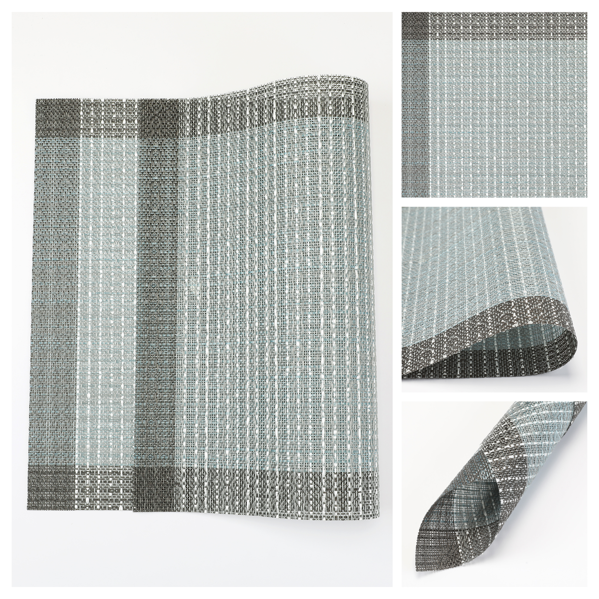 Unique Bargains Set of 6 Plastic Placemats for Table Decor Indoor Outdoor Blue