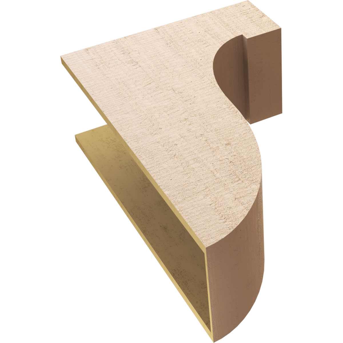 12"W x 24"D x 36"H Classic Del Monte Rough Cedar Woodgrain TimberThane Corbel, Primed Tan