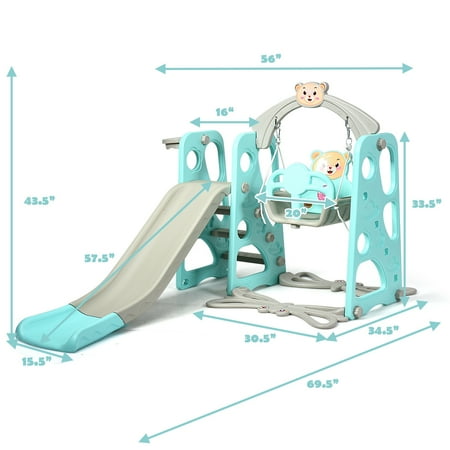 Toboggan Aire De Jeux Pour Enfants Aire De Jeux 3 En 1 Avec Toboggan Balancoire Avec Echelle Exterieur Et A L Interieur Jardin Pour Enfants 1 A 6 Ans Walmart Canada