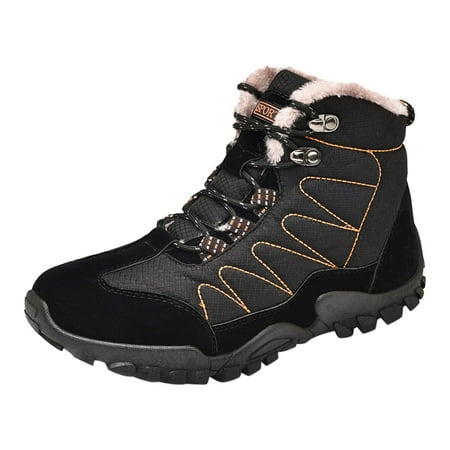 XDDST Wide Boots for Mens Winter Outdoor High Top Lace Up Hiking Shoes Casual Shoes Thick Soles Country Running Shoes Winter Ankle Boots