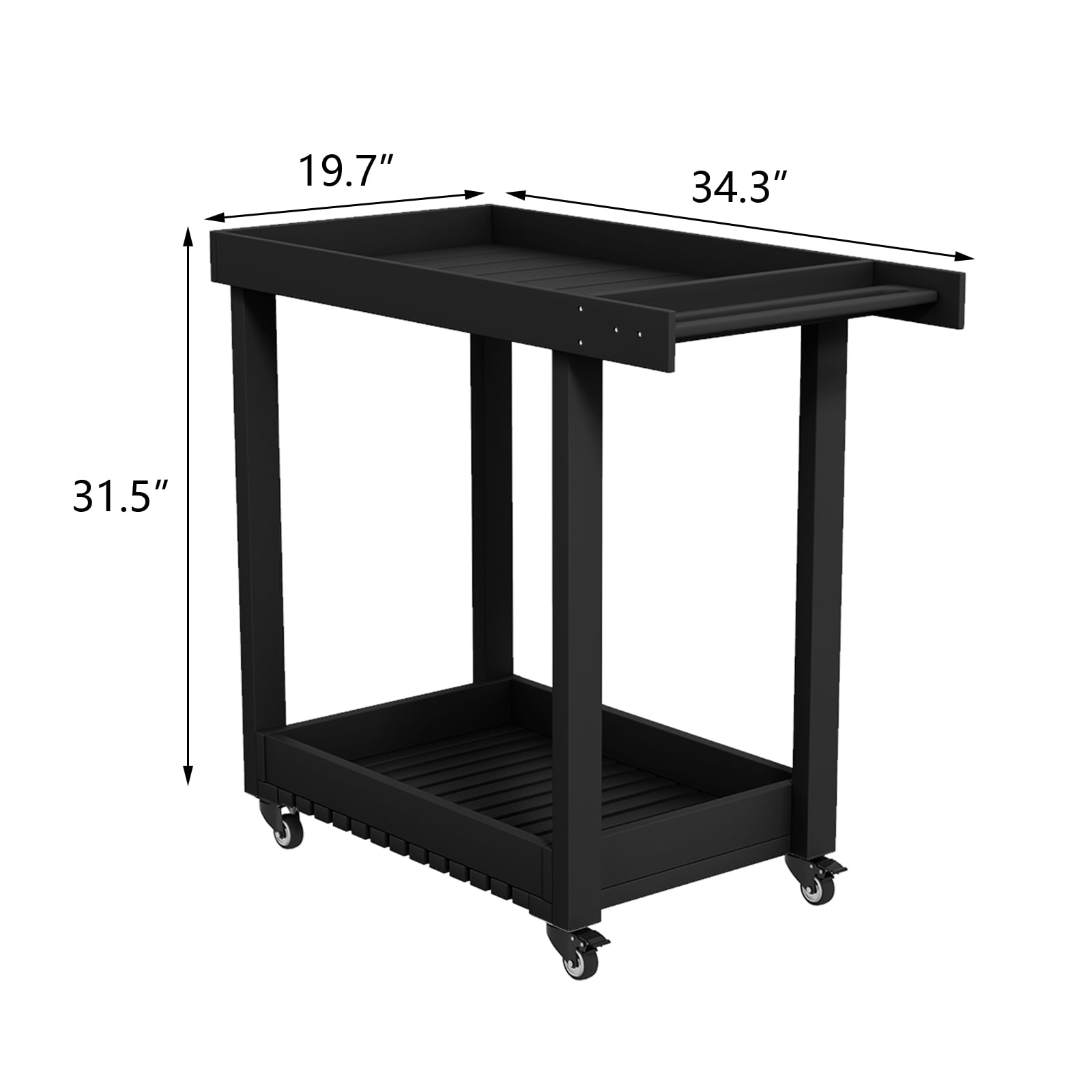 Rugerasy Service Utility Cart with Wheels,Compact and Utility Service Cart,Multipurpose Rolling 2-Tier Mobile Storage Organizer,for Home,Warehouse