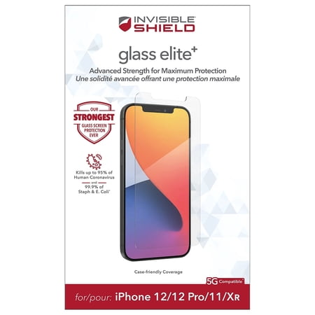 ZAGG Elite+ Tempered Glass Screen Protector for iPhone 12 Pro, iPhone 12, iPhone 11, iPhone XR