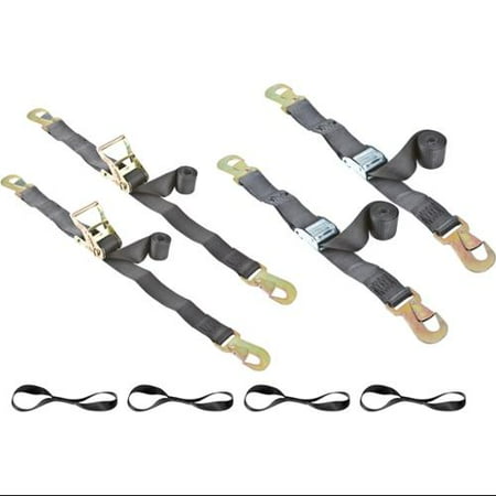 8 Piece Tie Down Kit 2" Snap Hook Cam & Ratchet with Soft Loops and Carrying Case