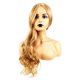 thumbnail image 2 of Long Curly Hair Wig Yellow Color Centre Parting Hairstyle Adjust Buckle Wavy Wigs for Women Chemical Fiber, 2 of 5