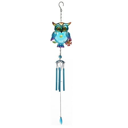 

Wowspeed Head Eagle Wind Chime Metal Handicraft Owl Glass Painted Pendant