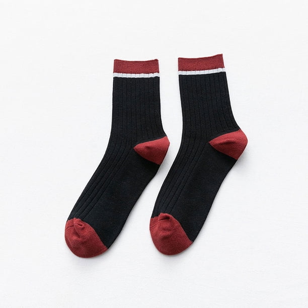 Calcetines de otoño e invierno para hombre, de doble aguja, de color liso, informales, de negocios, de algodón, para hombre