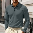 thumbnail image 2 of Breeze Polo Shirts for Men Long Sleeve Belly Collared Textured Shirt | Stretchy quick dry golf casual cool tops, button down wearbreeze mens polo Light Gray 7XL, 2 of 6