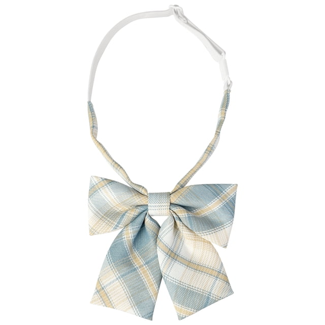 INSPIRAR CHIC Lazo de cuadros preatado, lindo, elegante y colorido para mujeres, uniforme escolar, azul y amarillo
