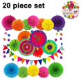 thumbnail image 2 of Hanging Party Decorations Set, 20pcs Pink Purple White Paper Flowers Pom Poms Balls and Paper Lanterns-Style 1, 2 of 4