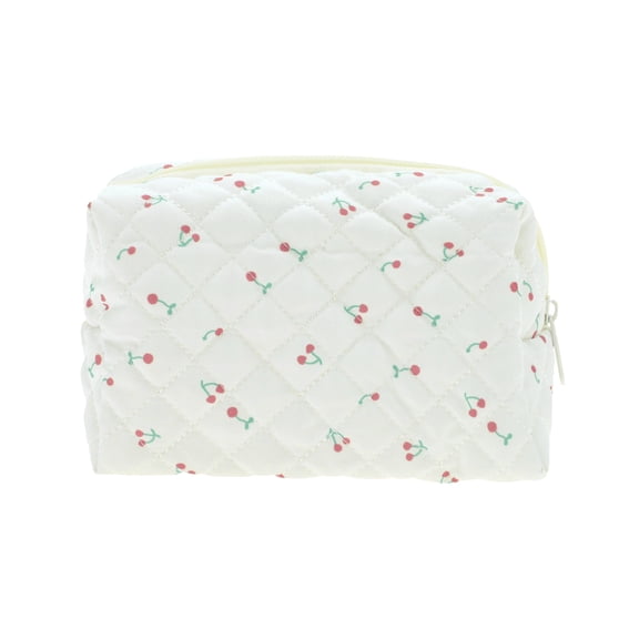 Unique Bargains Cherry Makeup Bag White 1 Piece for Travel Storage with Multiple Functions
