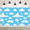 thumbnail image 5 of Blue Sky White Clouds Backdrop Cartoon Kids Birthday Party Decorations Boys Newborn Baby Shower Birthday Party Banner Photo Photo Props 70.8 x 43.3 inch, 5 of 9