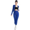 thumbnail image 3 of Women 2 Piece Seamless Ribbed Workout Sets With Zip Up Jacket High Waisted Gym Yoga Leggings, 3 of 11