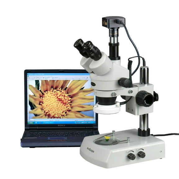AmScope 3.5X-90X LED Trinocular Zoom Stereo Microscope   18MP Digital Camera New
