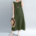 thumbnail image 2 of ZANZEA Womens O-Neck Sleeveless Casual Solid Tank Dress Loose Holiday Summer Kaftan Sundress, 2 of 3