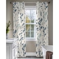 thumbnail image 4 of Blue Teal Botanical Sheer Curtains 63 Inch Length 2 Panels Set for Living Room/Bedroom, Rustic Country Spring Floral Summer Leaf Kitchen Curtains Grommet Curtains Window Treatments 42"x63"x2, 4 of 7