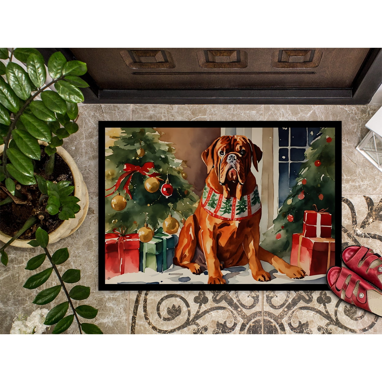 Dogue de Bordeaux Cozy Christmas Doormat DAC2647