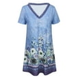 thumbnail image 3 of DYMADE Womens Summer Casual Floral Print V-Neck Short Sleeve Knee-Length Dress, 3 of 4