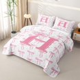 thumbnail image 3 of meiyoeat Pink Cute Bow Quilt Full For Girls,Dreamy Bowknot Monogram Print H Full Bedspread Sets For Kids,3pcs, 3 of 7