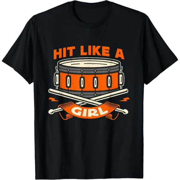 Hit Like A Girl Percussion Instrument Loves Drums Snare Drum T-Shirt