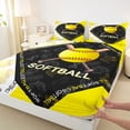 thumbnail image 3 of jejeloiu Softball Game Gaming Full Size Sheets,Ball Sport Theme Bed Sheets For Boys Teens 4pcs, 3 of 7