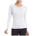 thumbnail image 3 of UTSJKR Workout Shirts for Women Long Sleeve Seamless Yoga Top Sports Running Shirt Breathable Gym Athletic Tops Slim Fit White XL, 3 of 8