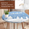 thumbnail image 4 of Light Blue Christmas Round Tablecloth, Fitted Table Cover with Elastic for 45"-54" Round Tables, Xmas Elk Tree Snowflake Forest Table Cloth Outdoor Indoor Dinning Party Waterproof Tablecloths, 4 of 7