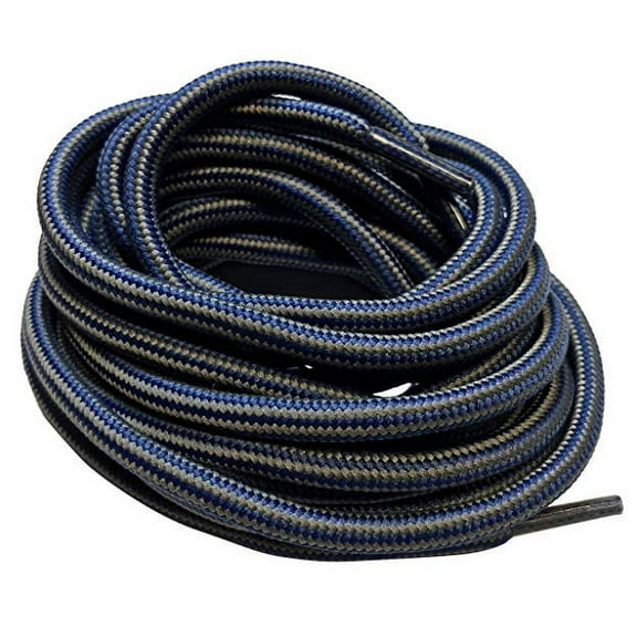 B&Q 3 Pairs Gray/Blue Round Boot Laces Shoelaces for Hiking Walking Work Boots Shoes Men Women 36 39 40 48 54 60 63 72 Inches