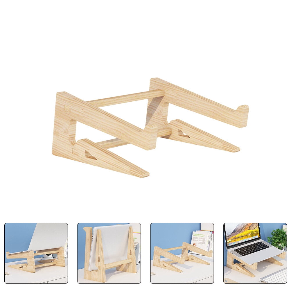 UPKOCH Adjustable Laptop Stand Device Organizer Khaki Wood 1Pc 8.25X10.41X4.72in