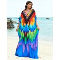 thumbnail image 2 of Edolynsa Women Colorful Geometric Swimsuit Cover Up Loose Kaftan Dress Long Maxi Caftan Gown Beach Party Casual Dresses, 2 of 8