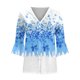 thumbnail image 3 of Xuyuer 3/4 Length Sleeve Womens Tops Round Neck Casual Summer Tunic Tops Basic Tees Blouses Cardigan Lightweight Button Down Casual Dressy T-Shirts Pleated Cute Shirts, 3 of 5