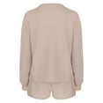 thumbnail image 5 of Scyoekwg Women Tracksuits 2 Piece Set Solid Color Fall Outfits Crewneck Long Sleeve Sweatshirts Shorts Sports Outfits Casual Fashion Loose Tracksuit Set (Beige,L), 5 of 7