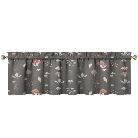 Mushroom (47) Kitchen Curtains 54x18 Inch Window Curtain over Sink Short Tier for Bathroom Cafe Rod Pocket Kitchen Decor Living Room Window Treatment Fabric 1 Panel