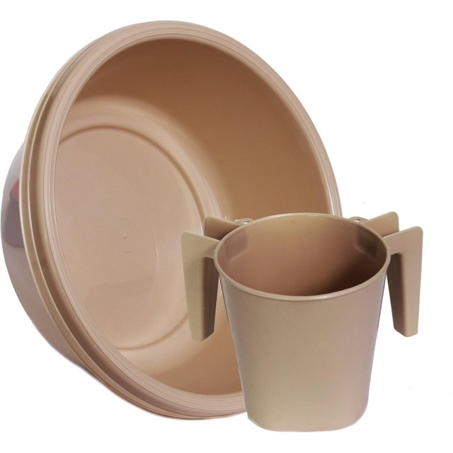 YBM Home Tasse de Lavage Carrée & Bassin de Lavage Rond Netilat Yadayim, Ensemble de Vasseur de Gel Ba154-1148ensemble (1, Beige)