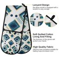 thumbnail image 2 of Yayeee Double Oven Mitt Kitchen Heat Resistant Baking 35" x7" Quilted Glove, Green Geometric Pattern, 2 of 6