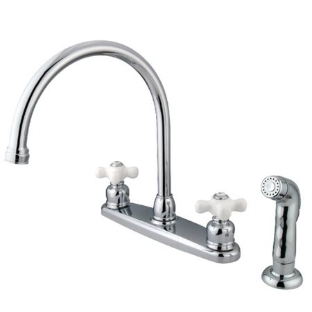 Kingston Brass Pull Down Double Handle Kitchen Faucet With Side
