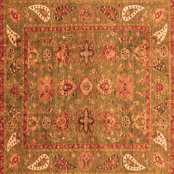 Ahgly Company Indoor Square Oriental Orange Traditional Area Rugs, 8' Square
