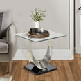 thumbnail image 6 of Tempered Glass Top End Table with U Shape Base, Silver and Black- Saltoro Sherpi, 6 of 6