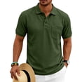 thumbnail image 4 of Hearthz S-5XL Polo Shirts for Men Waffle Textured Men's Shirts Short Sleeve Big and Tall Solid Color Mens Golf Polo Shirts with Chest Pocket Green 4XL, 4 of 7