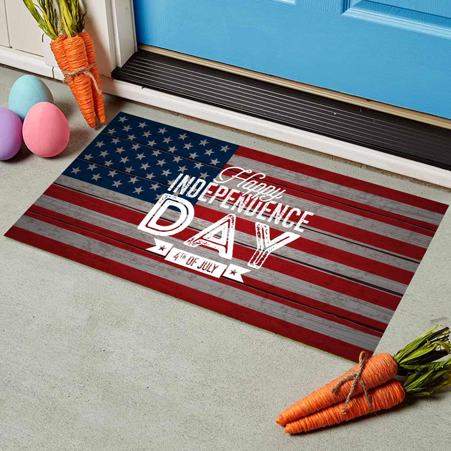 Memorial Day Outdoor Rugs Washable Indoor Buffalo Check Rug Layered