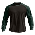 thumbnail image 2 of Pxiakgy polo shirts for men Men's Solid Color Matching Outdoor Casual Round Neck Long Sleeve Sports Pullover Outdoor Running Fitness Slim Fit Thick Base Shirt mens polo shirts Green + S, 2 of 7