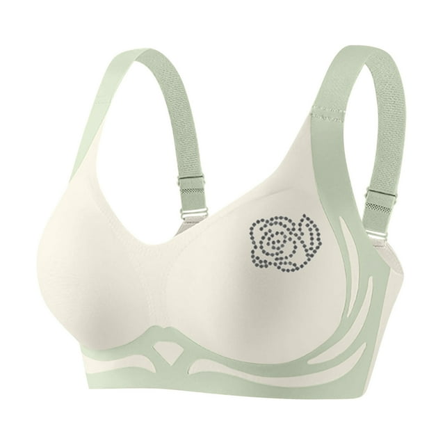 Bocqde Seamless Sport Bras for Women Plus Size Stretch Breathable Wire-Free Gathering Push Up Yoga Bra Rhinestones Soft Support Full Coverage Bra with Adjustable Strap, M-4XL