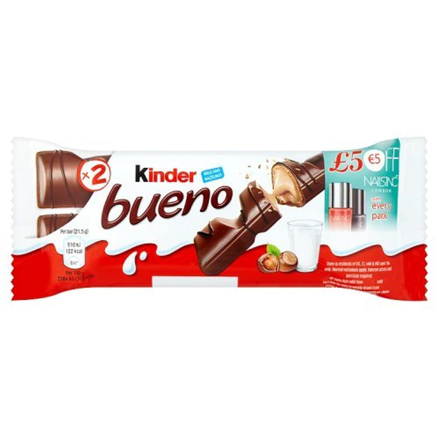KINDER BUENO WAFER CHOCOLATE 43GR